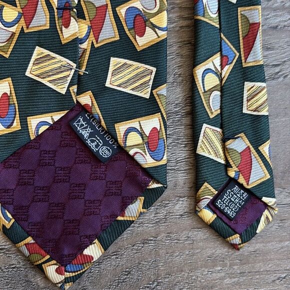 Vintage Givenchy Monsieur Silk Patterned Logo Men’s Designer Tie - Picture 3 of 5